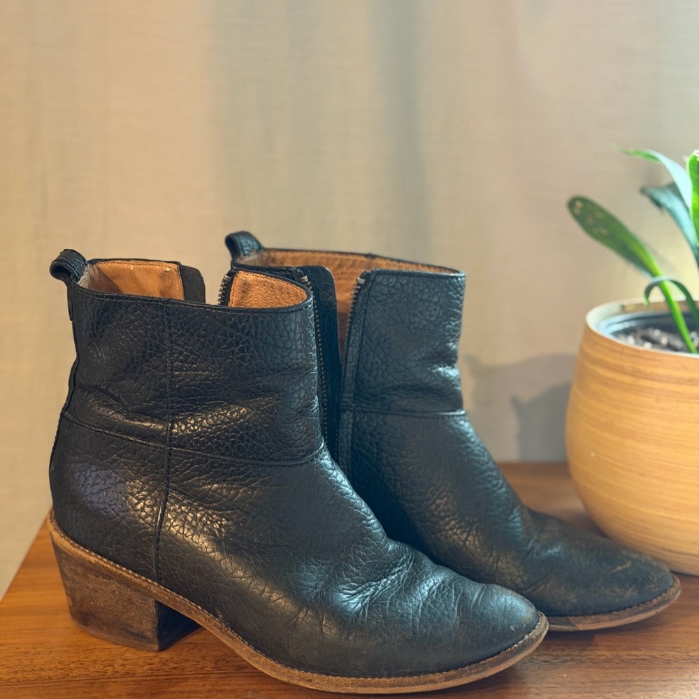 Madewell Charlie Perrie Black Leather Ankle Boots Size 8